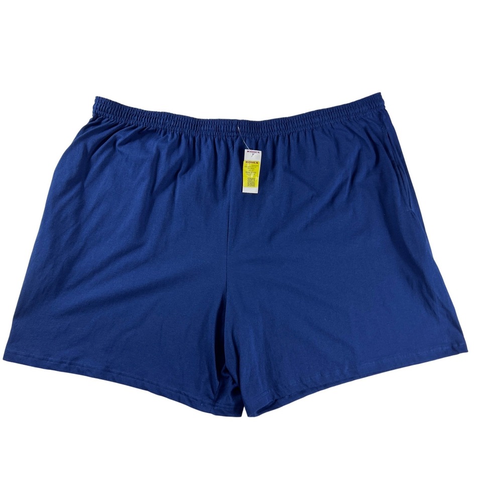 Hanes Mens 3XL Navy Blue Cotton Jersey Shorts Elastic Waist Pockets 4J25A New